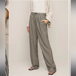 Reformation Black and Cream Striped Women's Trousers (likely Mason pant)